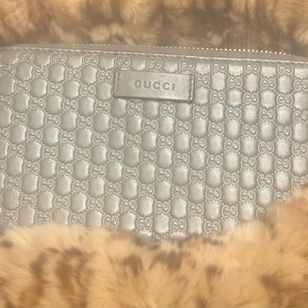 Gucci Silver Clutch with Iconic GG Monogram